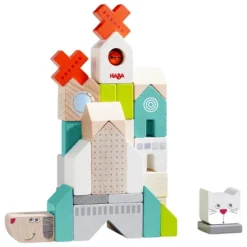 HABA Dog And Cat Building Blocks - 31 Piece Wood Stacking Toy (Made In Germany)
