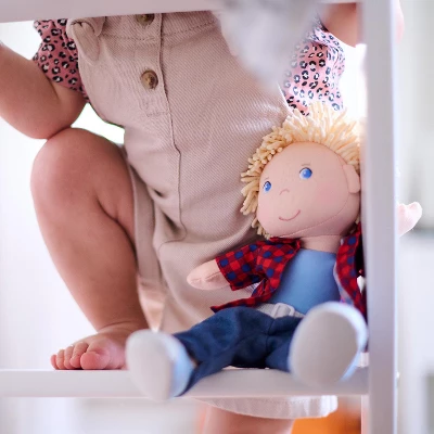 HABA Nick 12" Soft Boy Doll With Blonde Hair, Blue Eyes And Embroidered Face 6 HABA Nick 12" Soft Boy Doll With Blonde Hair, Blue Eyes And Embroidered Face - Image 4